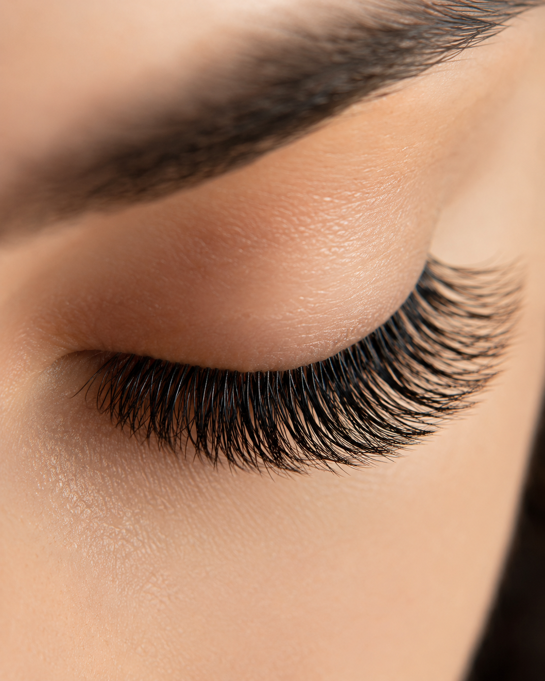 Close-up van gezette wimperextensions